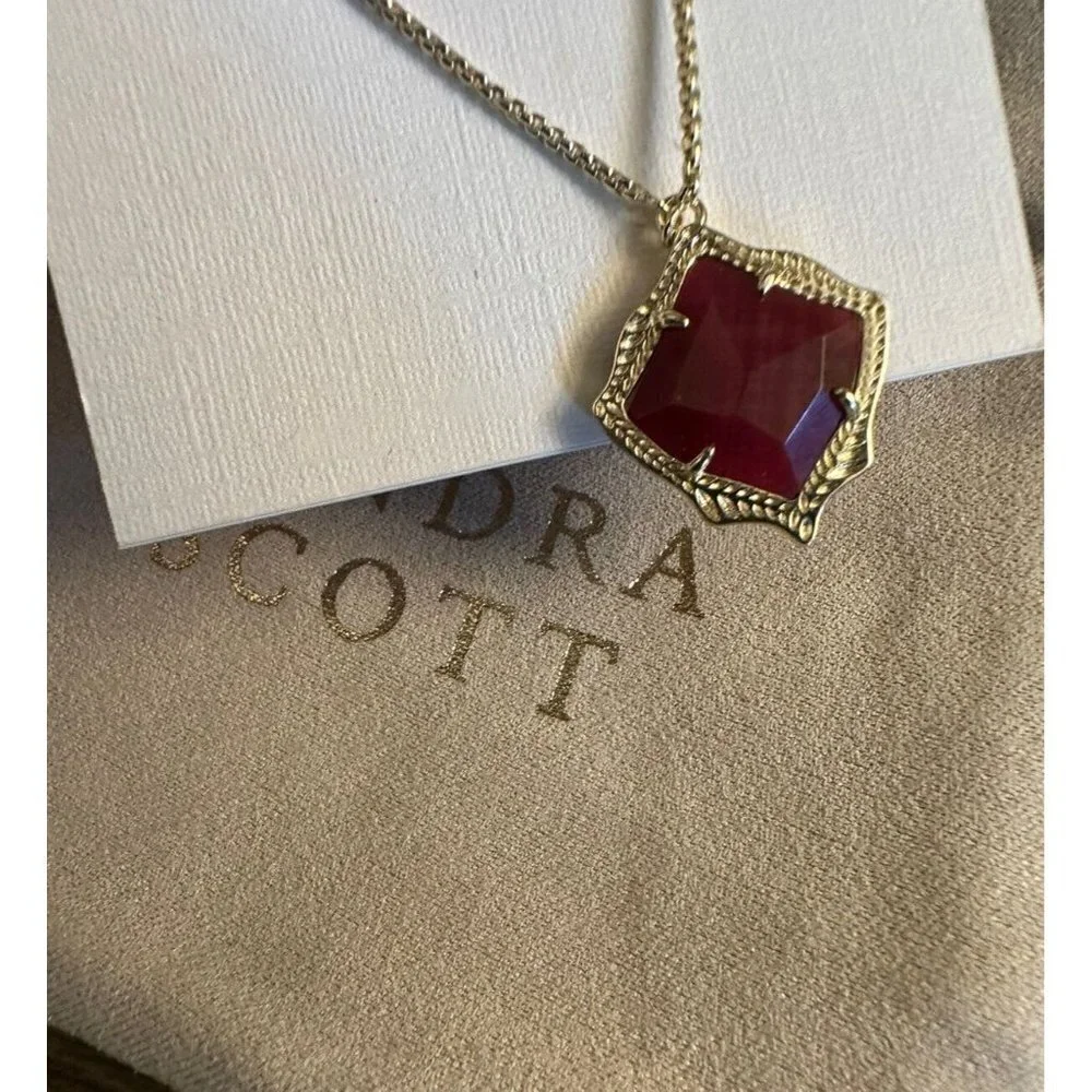 Kendra Scott Gold Adjustable‎ Kacey Necklace Bordeaux Tiger Eye NEW $65
